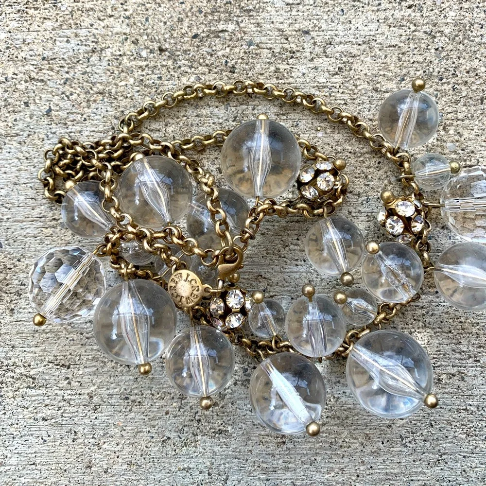 J. Crew Statement Necklace mixed media dangling rhinestones and crystals - Picture 2 of 2